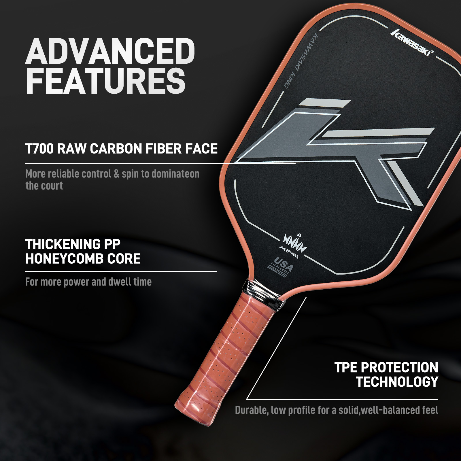Kawasaki KING Pro Carbon Fiber Pickleball Paddle